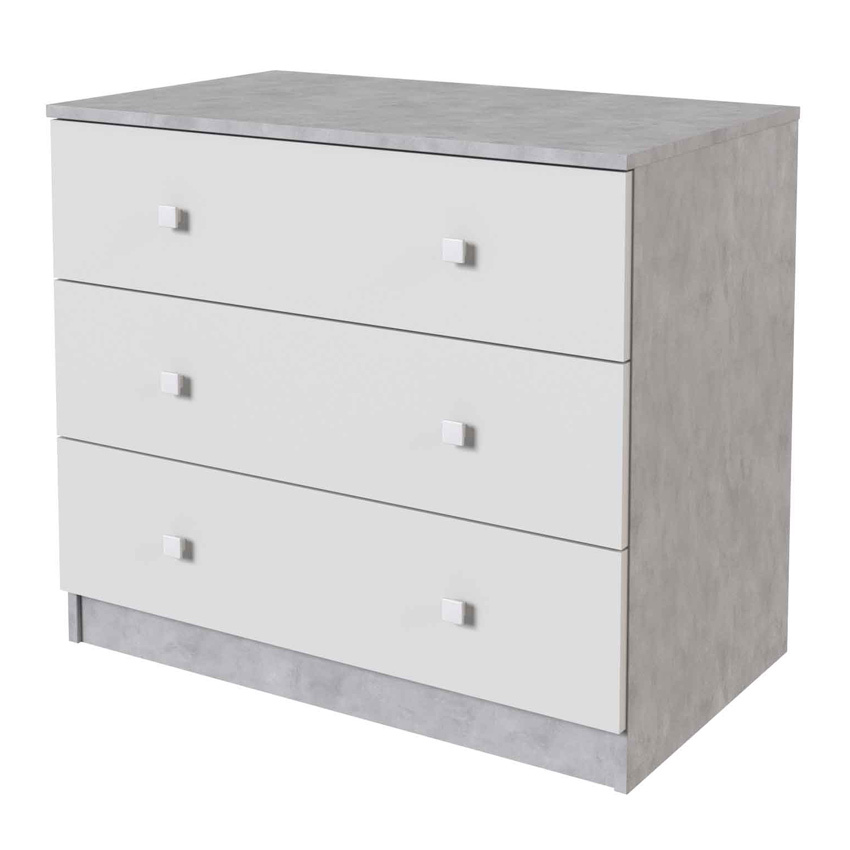 Cómoda 3 Cajones Cemento Blanco Liso 48 x 80,2 x 69,9 cm 