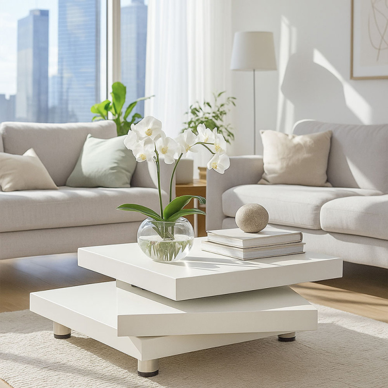 Mesa de Centro Vemu Blanca 60 x 60 x 35 cm 