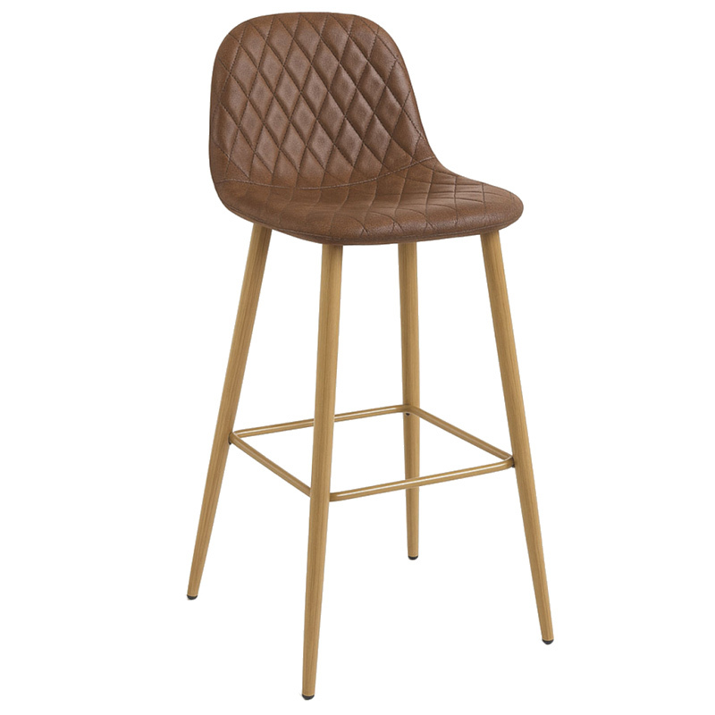 Taburete Alto Bar Leo Polipiel Diamante Marrón 37 x 37 x 100 cm   