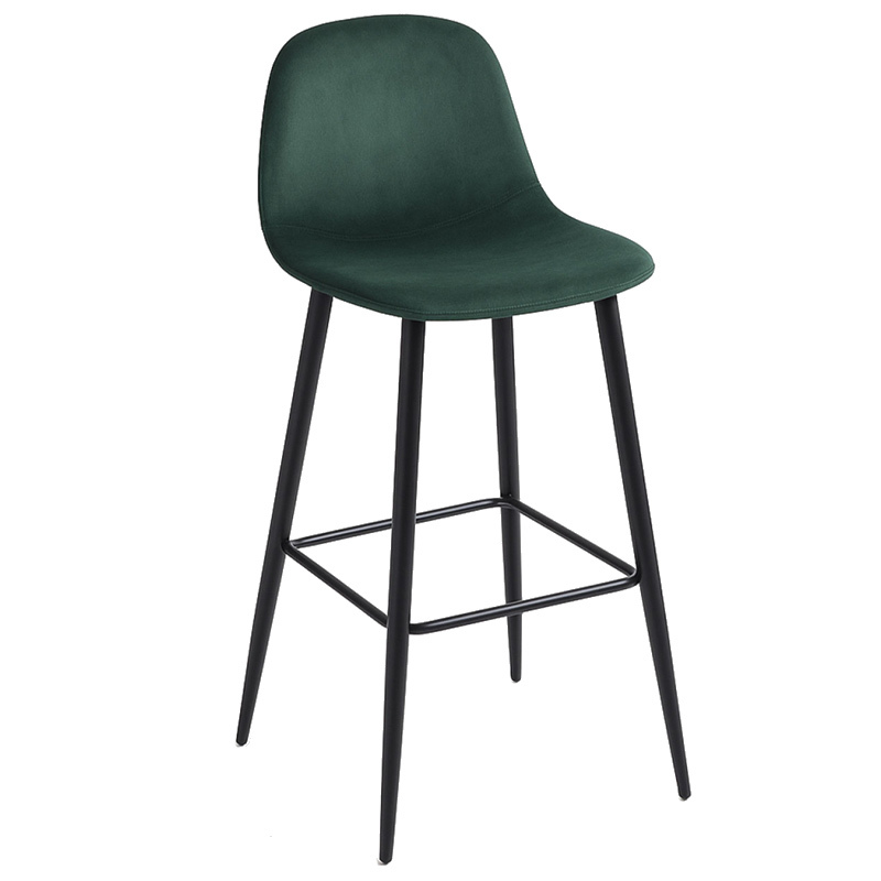 Taburete Alto Black Leo Terciopelo 37 x 37 x 100 cm  