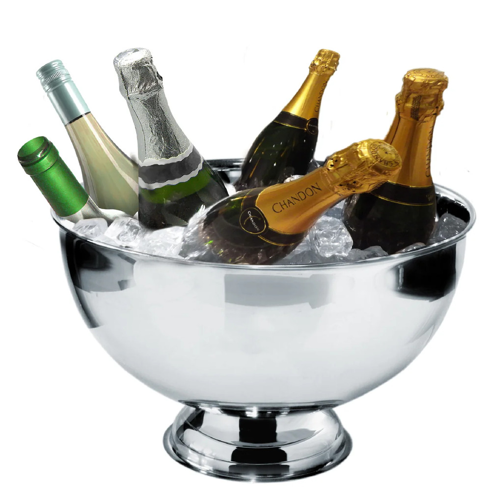 Champanera de Acero Inoxidable 34 cm / 38 cm – Enfriador Profesional para Vino y Cava