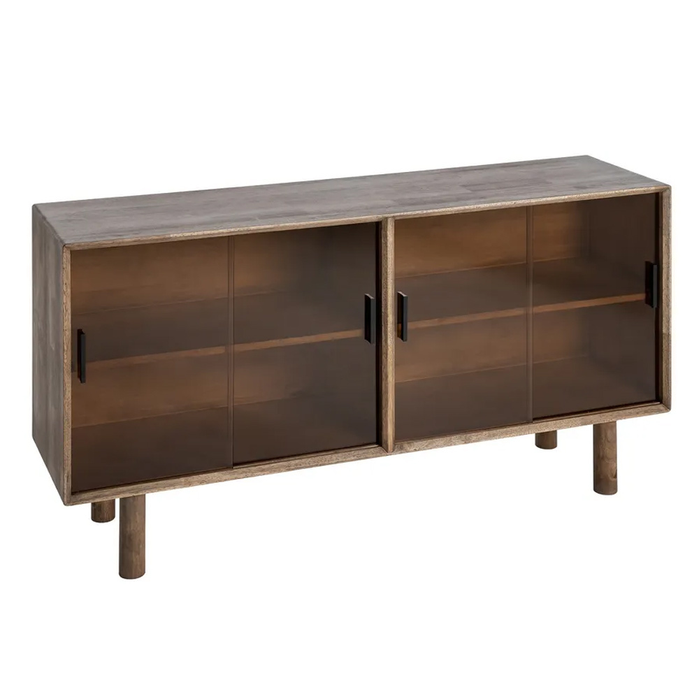 Aparador de Madera de Caucho 4 Puertas Correderas 46 x 160 x 80 cm