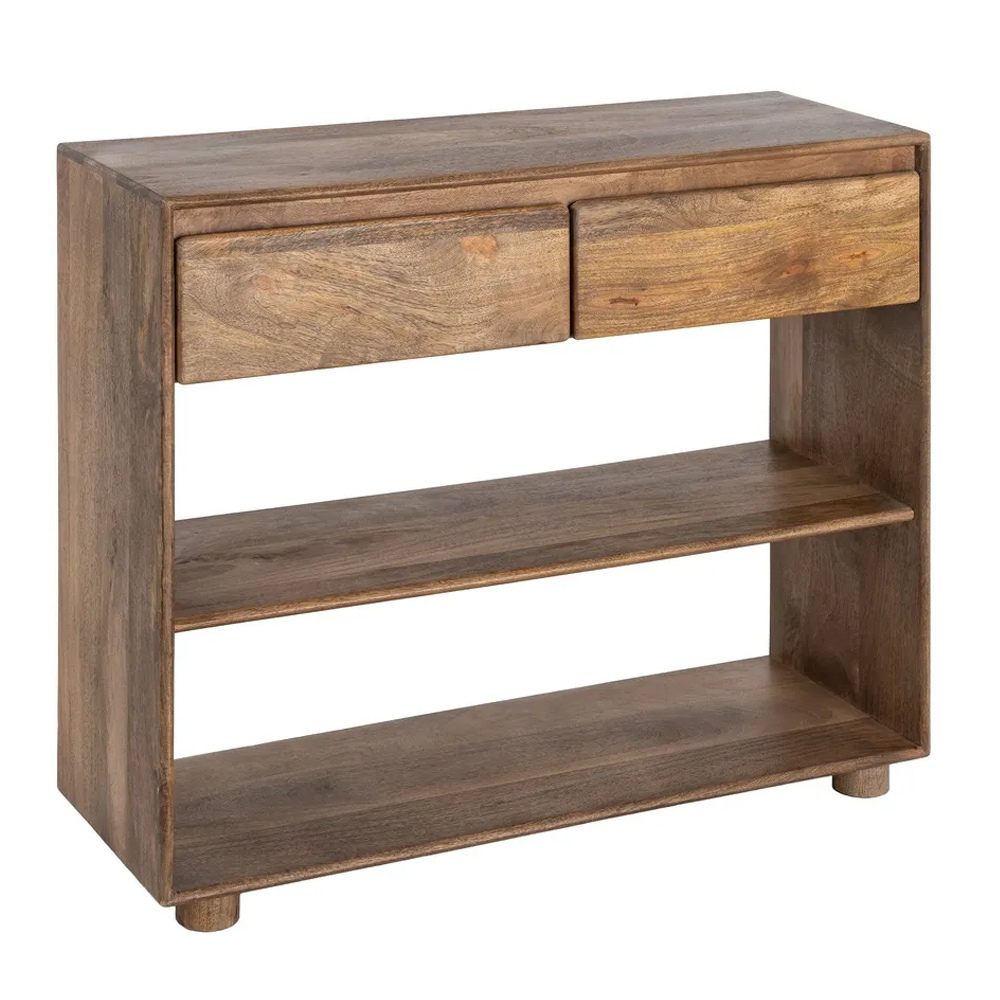Consola de Madera de Mango 2 Cajones 35 x 100 x 80 cm 