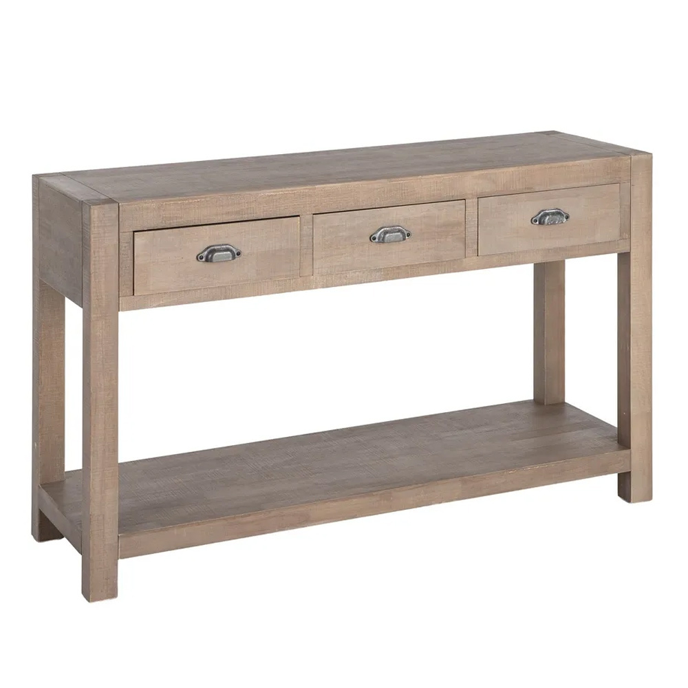Consola de Madera de Pino Natural 3 Cajones 45 x 135 x 80 cm 