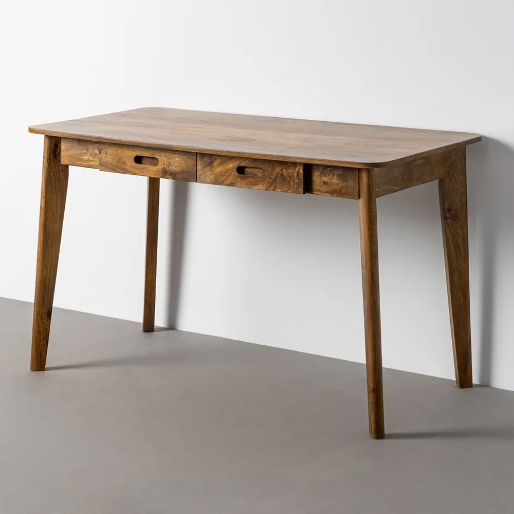 Escritorio de Madera de Mango Miel 2 Cajones 65 x 130 x 76 cm  