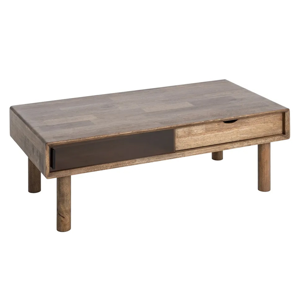 Mesa de Centro de Madera de Caucho 1 Cajón 60 x 120 x 40 cm 