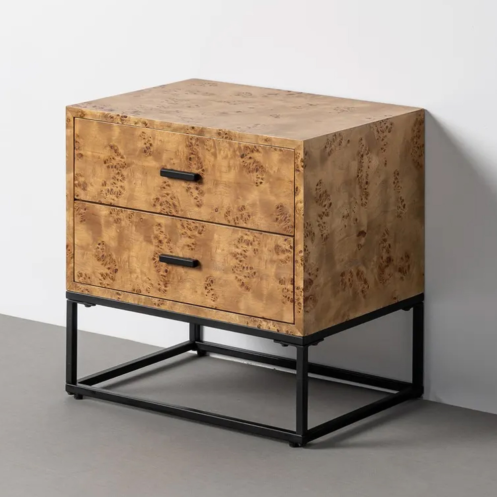 Mesita de Noche de Madera de Abeto 2 Cajones 41 x 55 x 55 cm