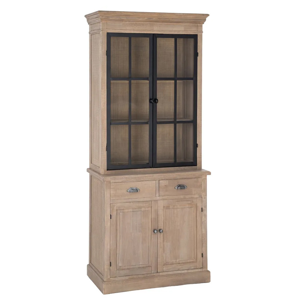 Vitrina de Madera de Pino Natural 4 Puertas 40 x 87 x 198 cm 