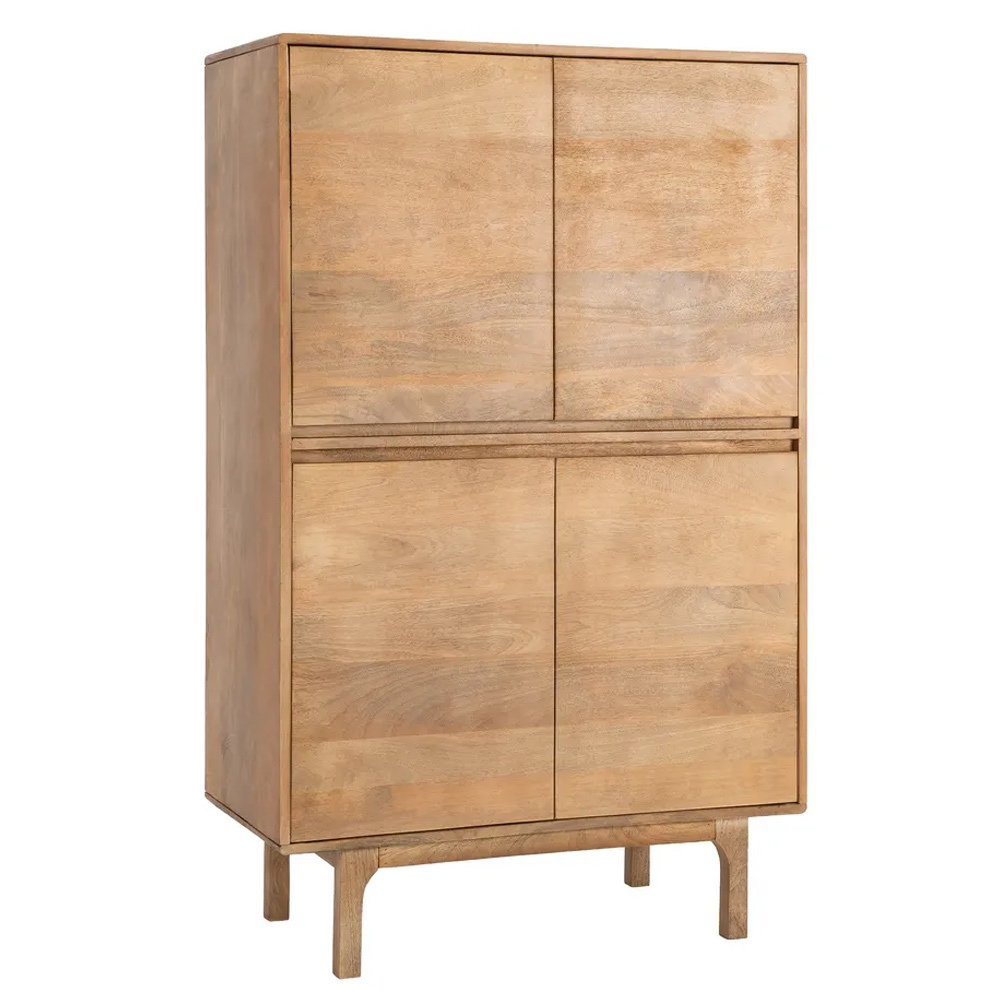 Armario de Madera de Mango Natural 4 Puertas 45 x 90 x 145 cm  