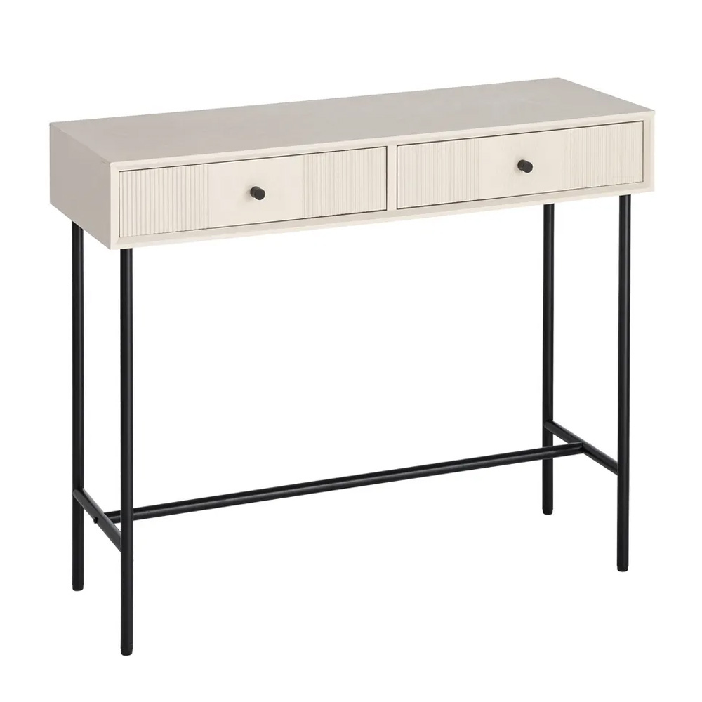 Consola de DM Crema 2 Cajones 35 x 90 x 75 cm 