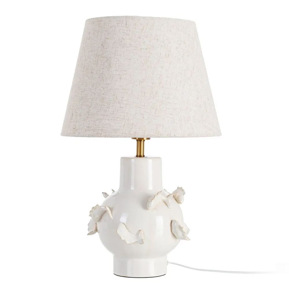 Lámpara de Mesa en Cerámica Blanca y Tejido 37 x 37 x 57 cm 