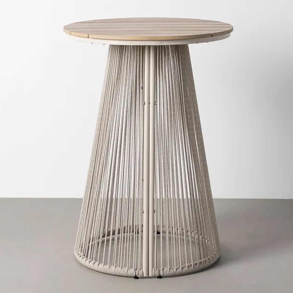 Mesa Alta Exterior Polywood-PE y Rattán Natural 70 x 70 x 100 cm 