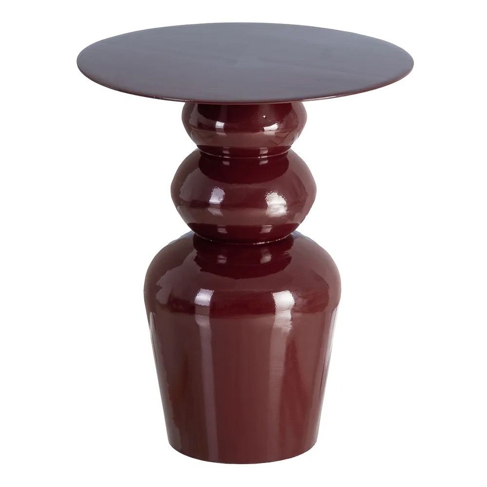 Mesa Auxiliar de Acero Lacado Burdeos 38 x 38 x 46 cm  