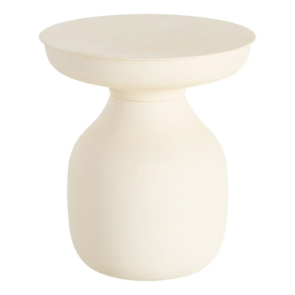 Mesita Auxiliar en Acero Blanco Roto 46 x 46 x 51 cm 
