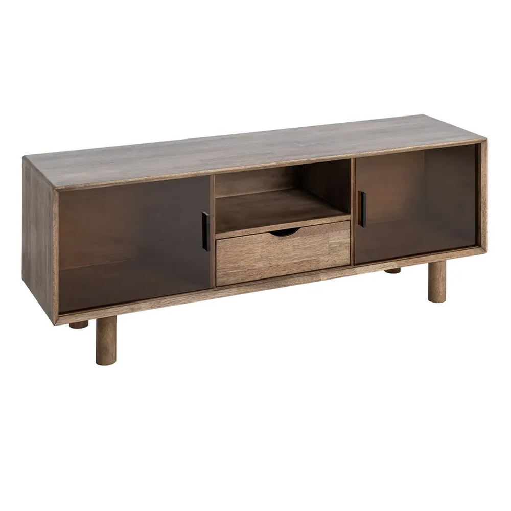 Mueble de Televisión de Madera de Caucho 2 Puertas 40 x 150 x 55 cm  