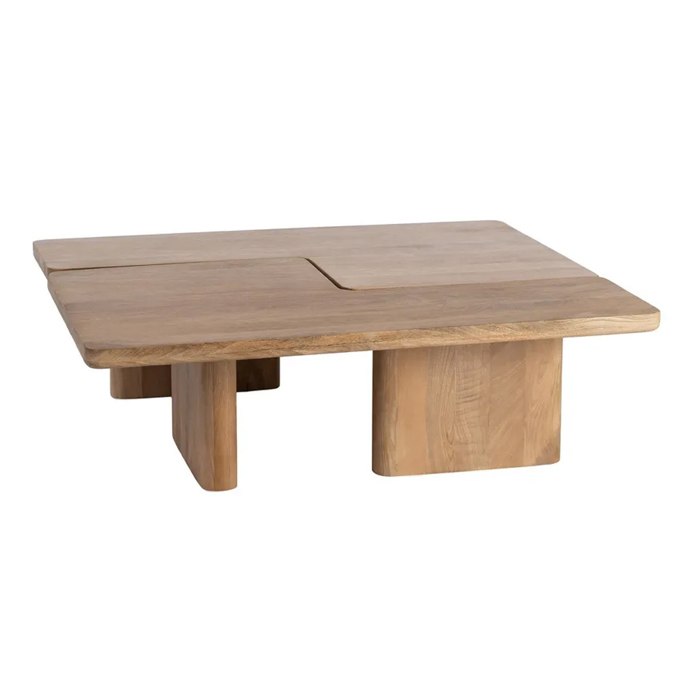 Set 2 Mesa de Centro de Madera de Mango Natural 70 x 120 x 36 cm 