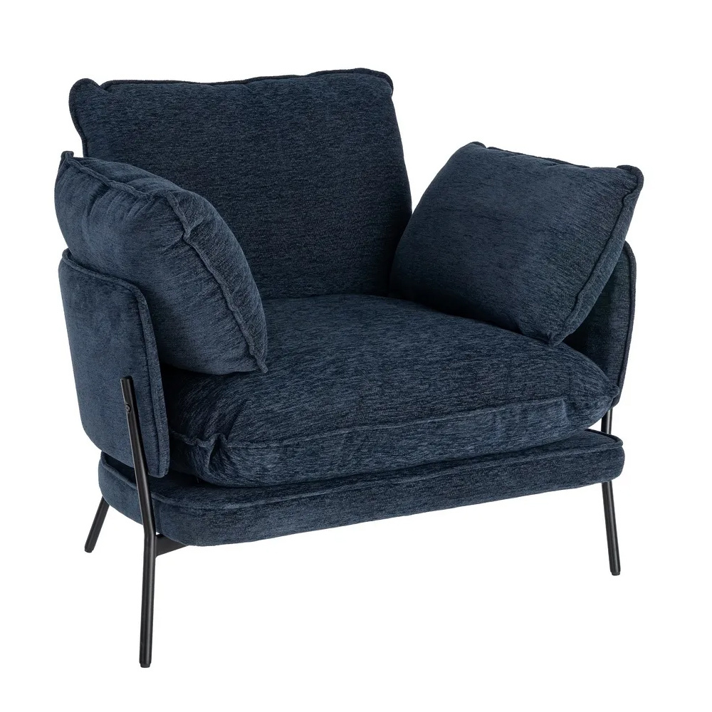 Sillón de Poliéster Azul y Metal 80 x 95 x 79 cm