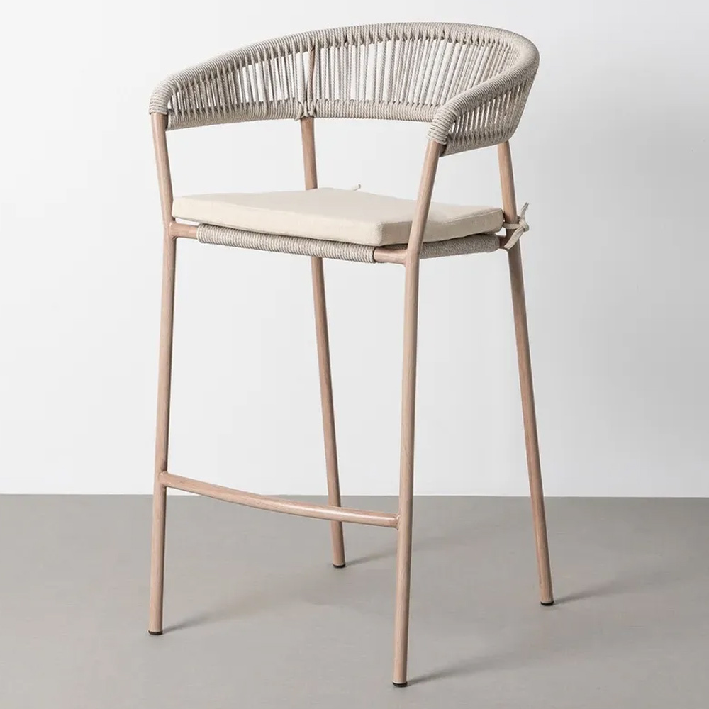 Taburete Apilable en Acero y Rattán PE 58 x 59 x 100,5 cm 