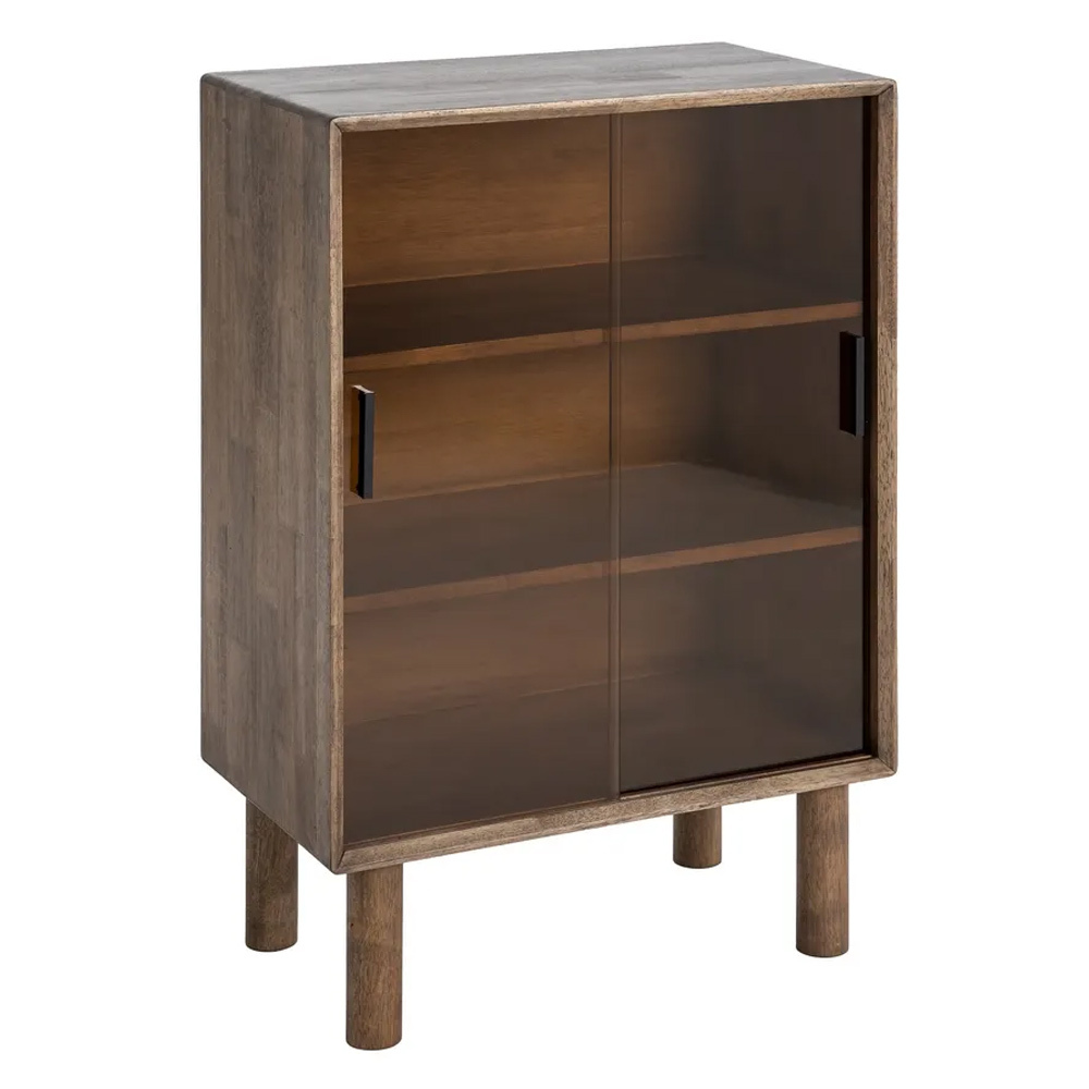 Vitrina de Madera de Caucho 2 Puertas Correderas 40 x 70 x 100 cm   