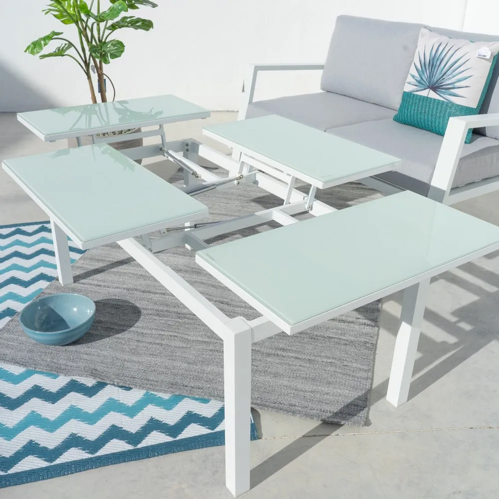 Mesa Jardín Abatible Agnes Aluminio Blanco 60 x 120 x 48,5 cm 