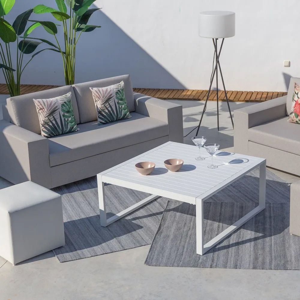Mesa Baja Exterior IO Aluminio Blanco 100 x 100 x 45 cm 