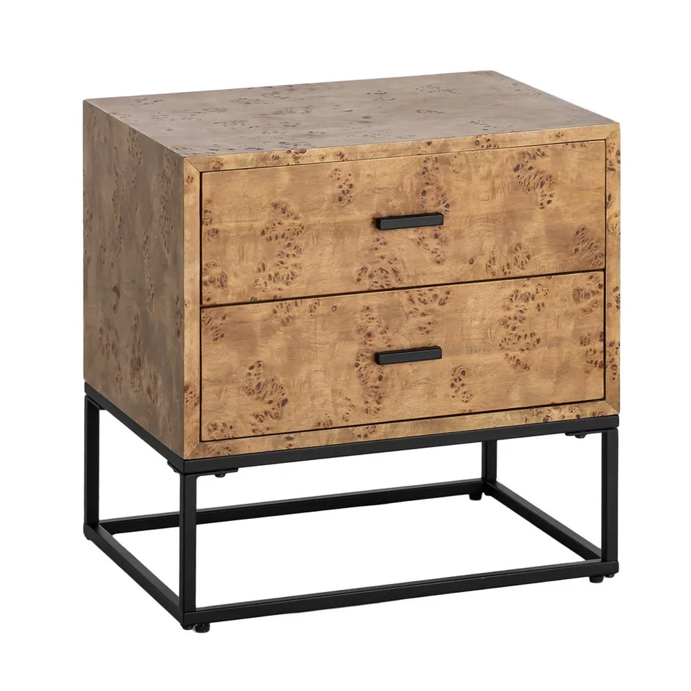 Mesita de Noche de Madera de Abeto 2 Cajones 41 x 55 x 55 cm