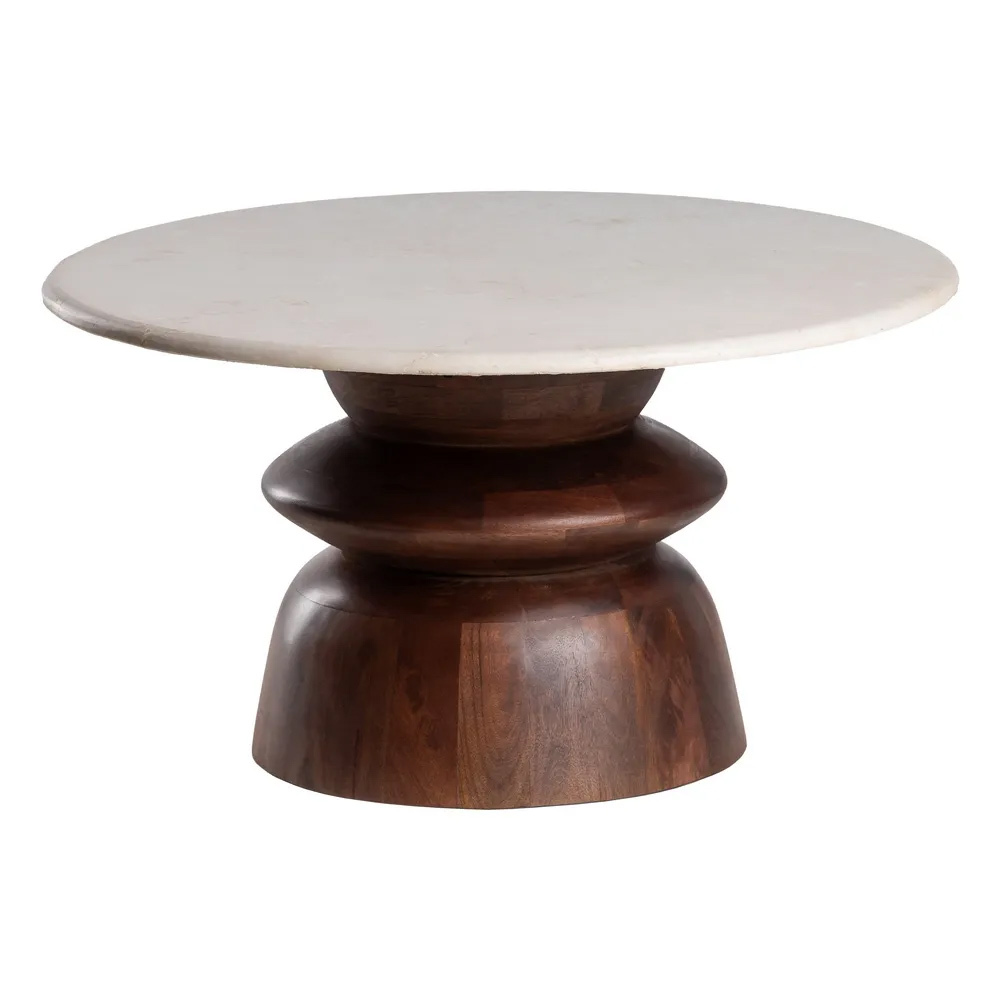Mesa de Centro de Madera y Mármol 75 x 75 x 39 cm 