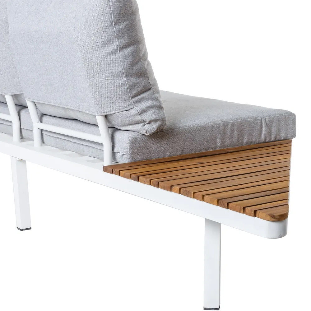 Sofá Jardín 2 Plazas Saskia de Aluminio y Madera 70 x 260 x 70 cm 