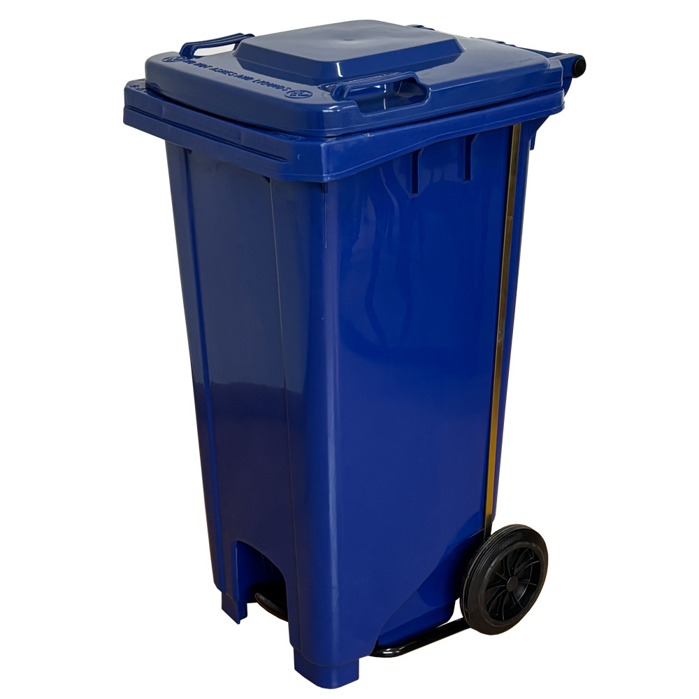 Contenedor de Basura Azul con Pedal de Metal de 120 litros  