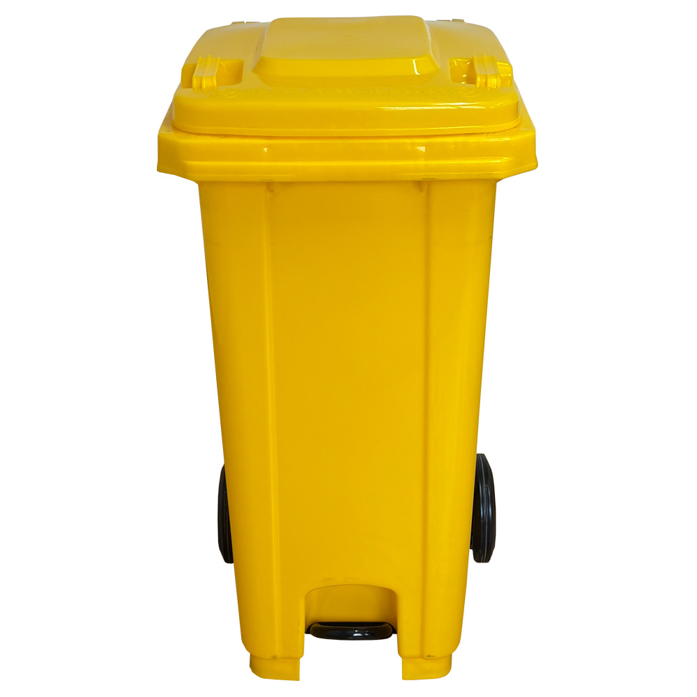 Contenedor de Basura Amarillo con Pedal de Metal de 120 litros  