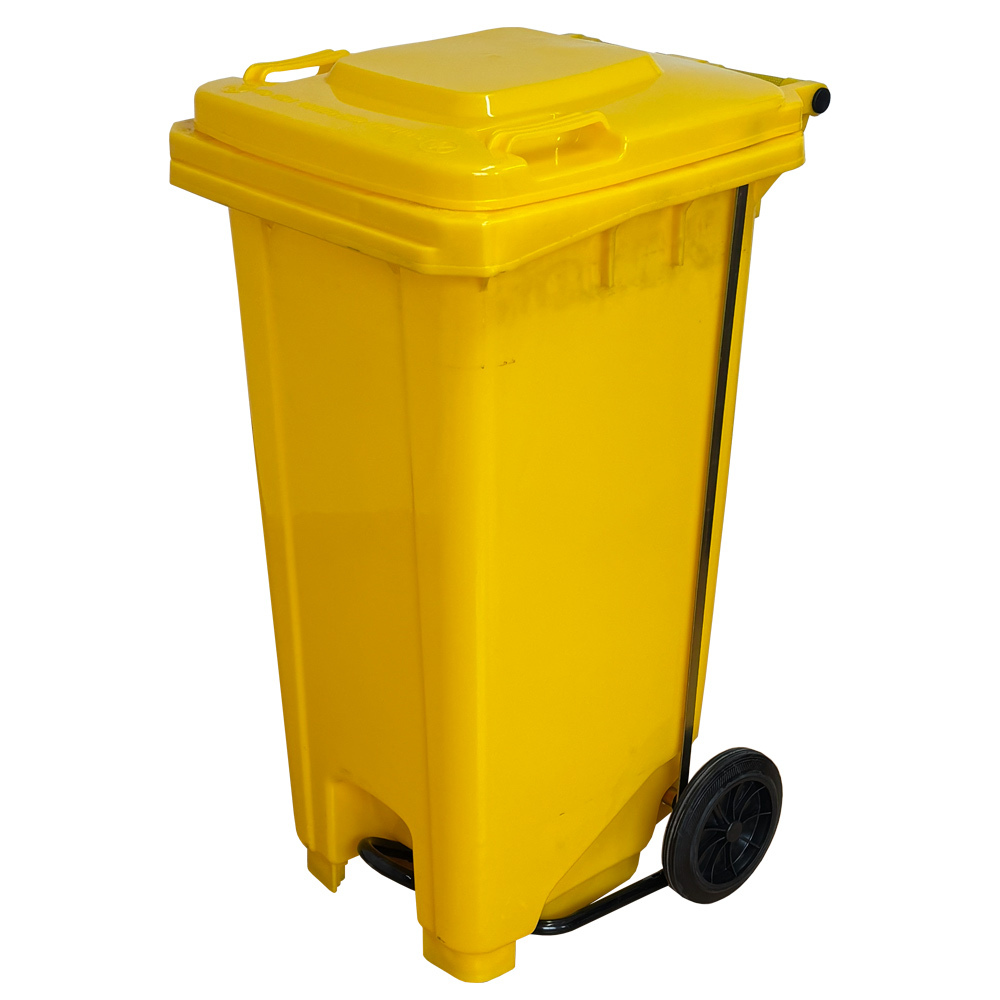 Contenedor de Basura Amarillo con Pedal de Metal de 120 litros  