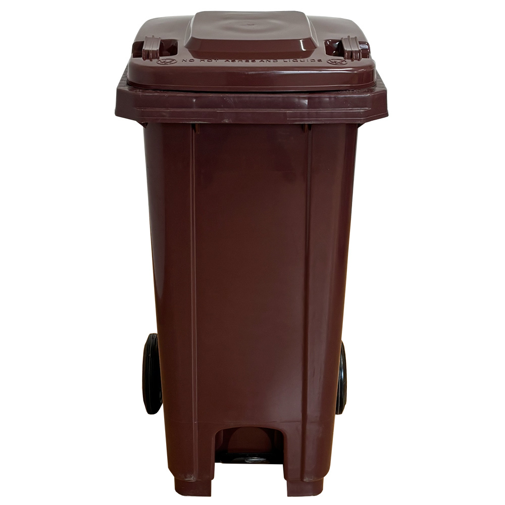 Contenedor de Basura Marrón con Pedal de Metal de 120 litros   