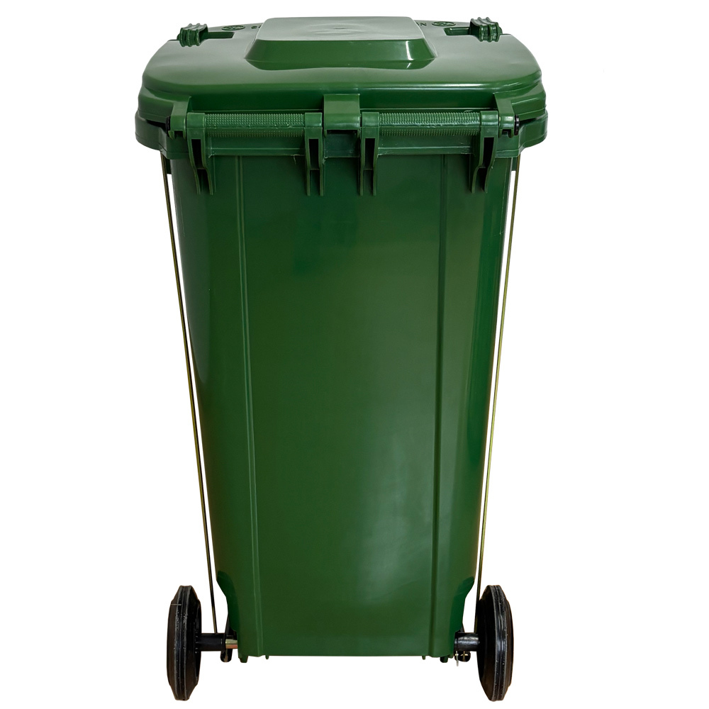 Contenedor de Residuos 240 litros Verde con Pedal Metálico 