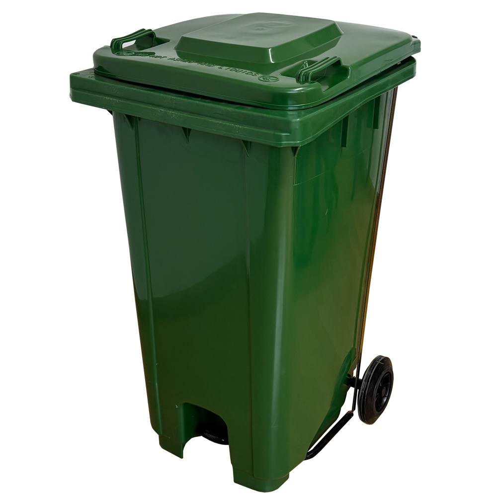 Contenedor de Residuos 240 litros Verde con Pedal Metálico 