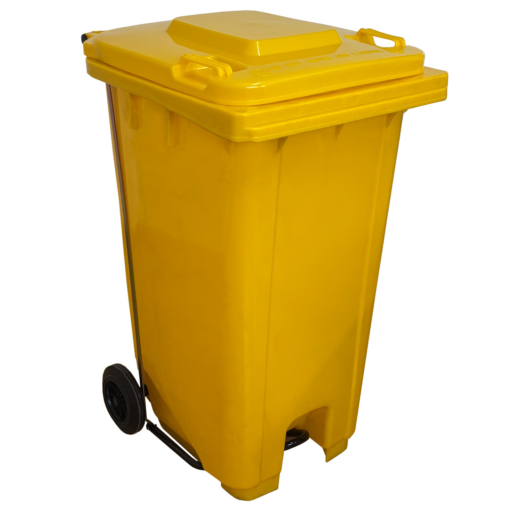 Contenedor de Residuos 240 litros Amarillo con Pedal Metálico 