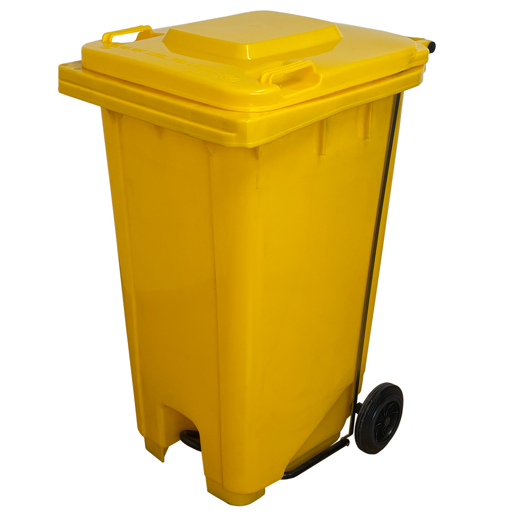 Contenedor de Residuos 240 litros Amarillo con Pedal Metálico 