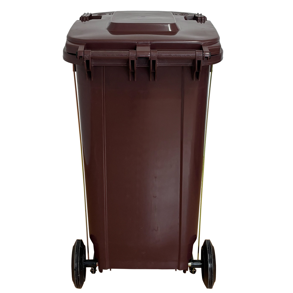 Contenedor de Residuos 240 litros Marrón con Pedal Metálico 