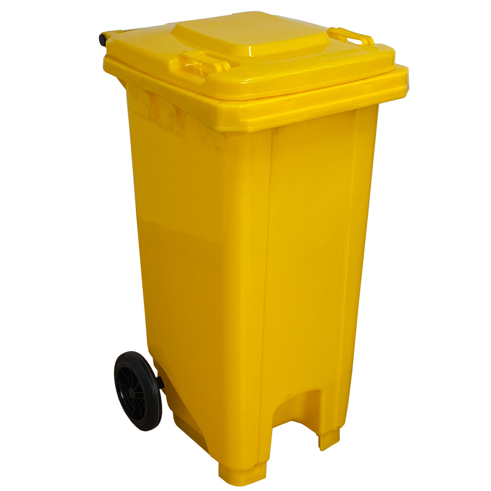 Contenedor de Basura Amarillo con Pedal de Metal de 120 litros  