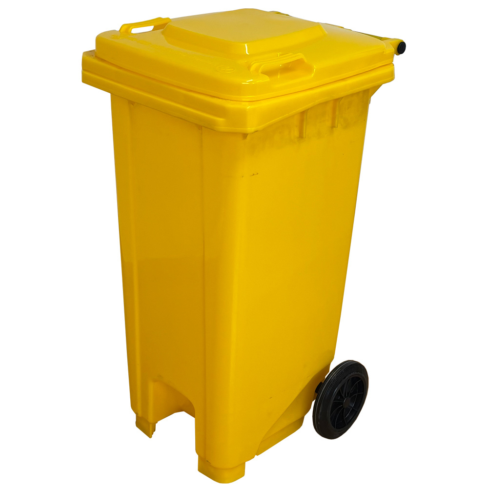 Contenedor de Basura Amarillo con Pedal de Metal de 120 litros  