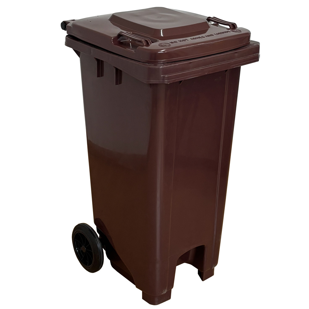 Contenedor de Basura Marrón con Pedal de Metal de 120 litros   