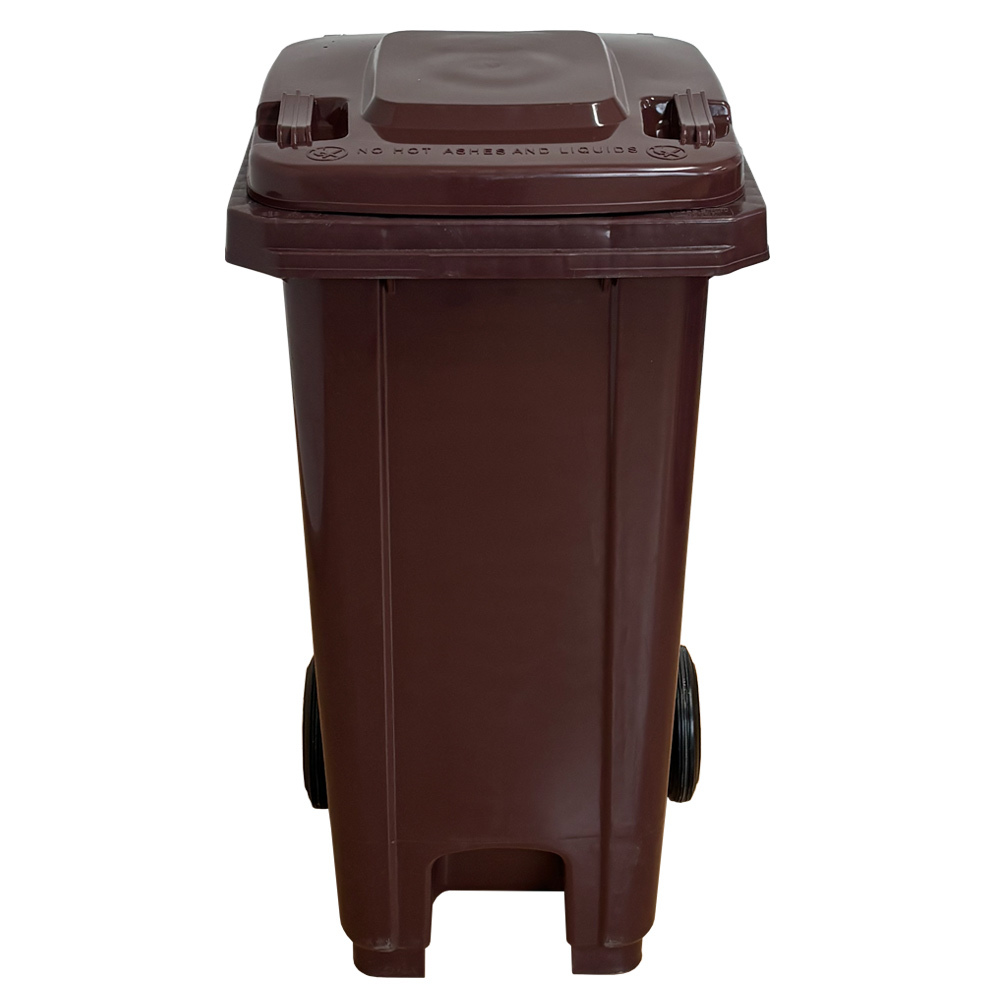 Contenedor de Basura Marrón con Pedal de Metal de 120 litros   