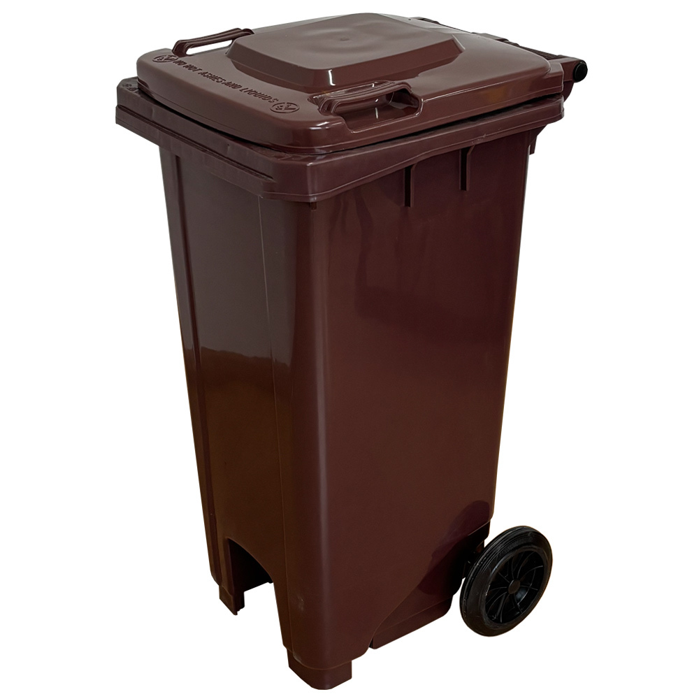 Contenedor de Basura Marrón con Pedal de Metal de 120 litros   