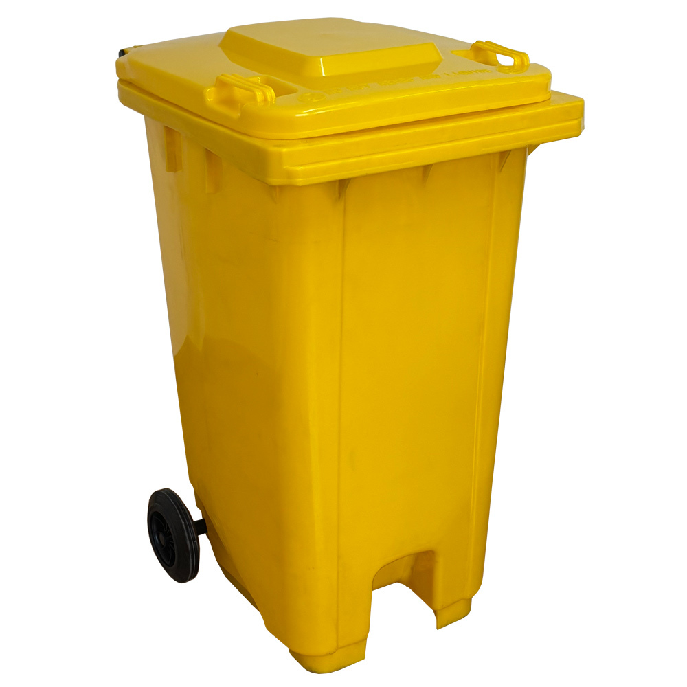 Contenedor de Residuos 240 litros Amarillo con Pedal Metálico 