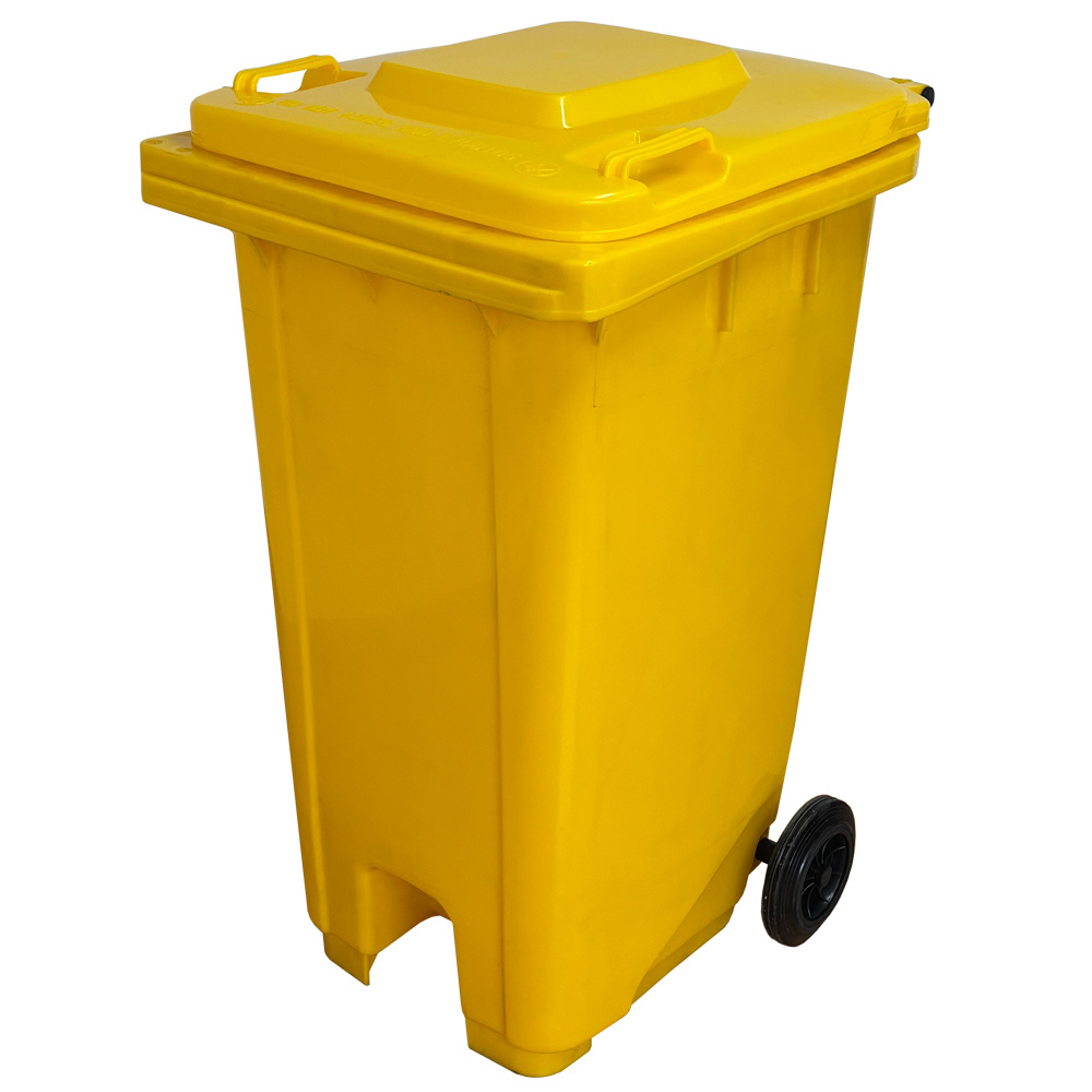 Contenedor de Residuos 240 litros Amarillo con Pedal Metálico 