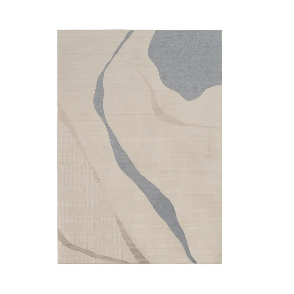 Alfombra Ondas Natural Azul Viscosa 160 x 230 cm 