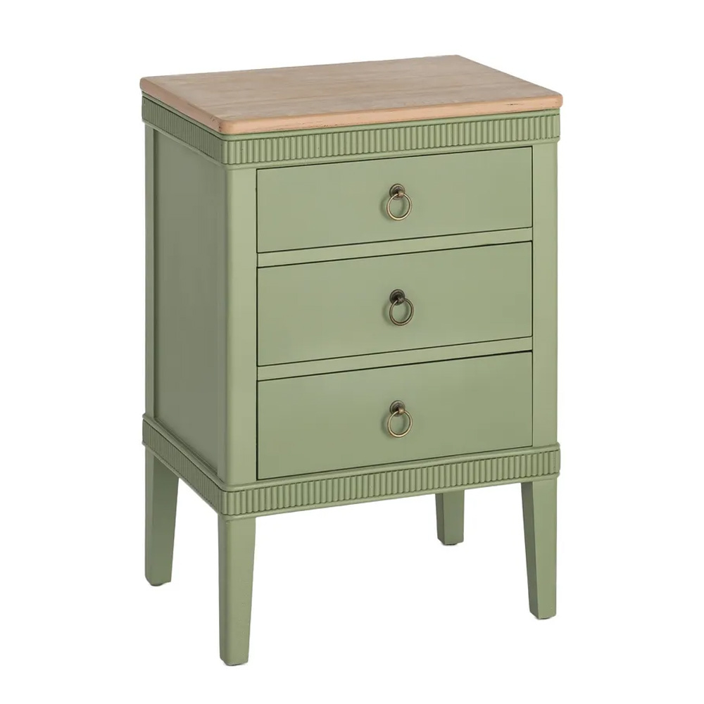 Mesita de Noche de Madera Natural Verde 38 x 50 x 72 cm 