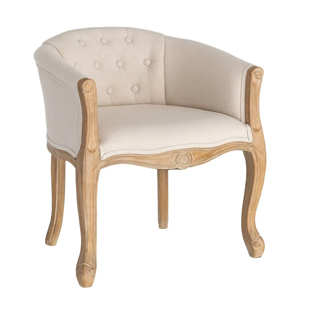 Sillón de Madera de Caucho Natural Blanco 60 x 63 x 69 cm 
