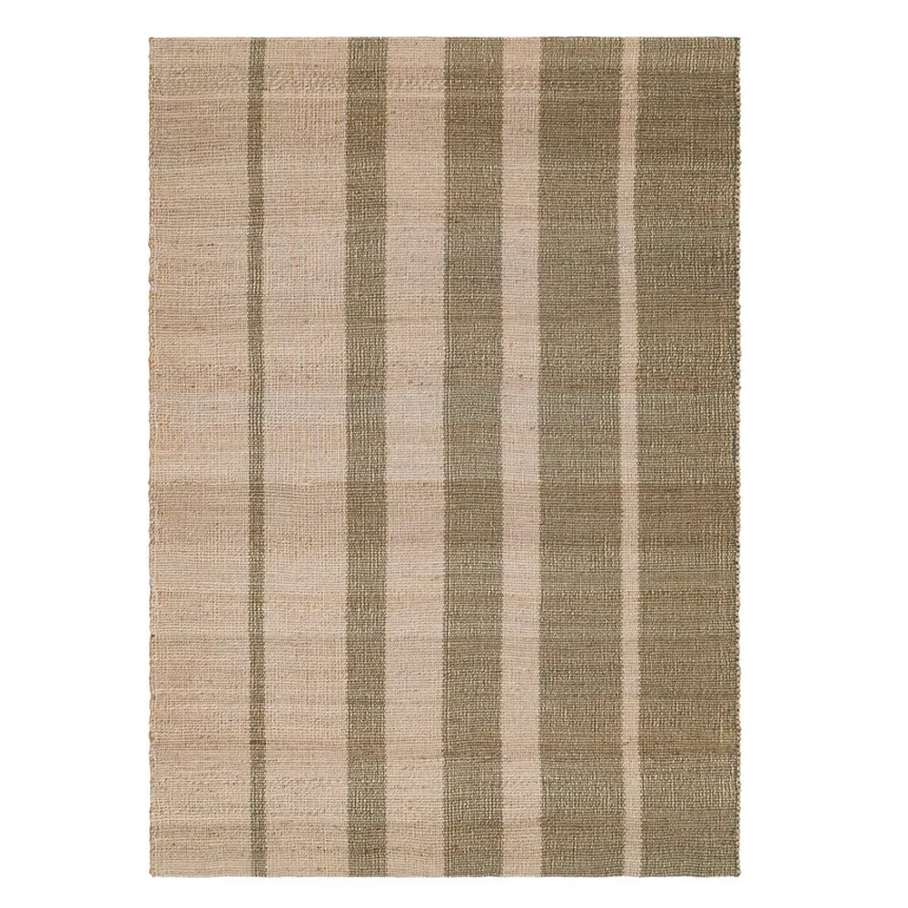 Alfombra Rayas Natural Yute y Algodón 160 x 230 cm 