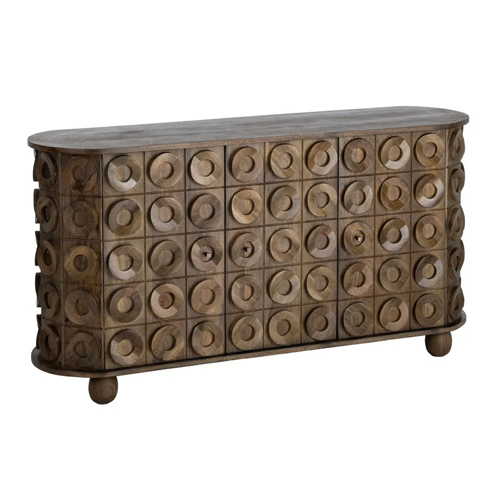 Aparador de Madera de Mango 3 Puertas 42 x 147 x 76 cm 