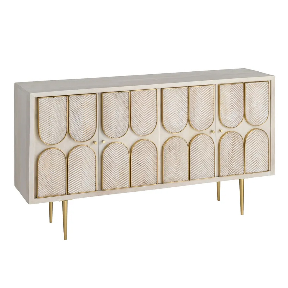 Aparador de Madera de Mango 4 Puertas 41 x 152 x 83,5 cm 
